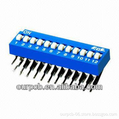 Through Hole Dip Switch, Slide Type, Tin-plated Right Angle, Pitch 2.54mm